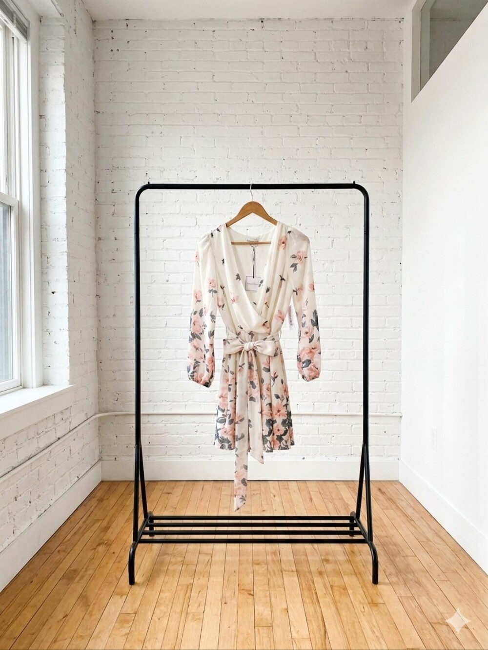 Premier Amour Floral Wrap Romper in Cream and Blush
